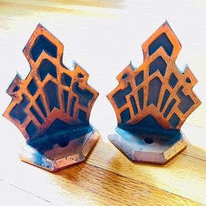 Vintage Retro Funky Artdeco Brass Bookends